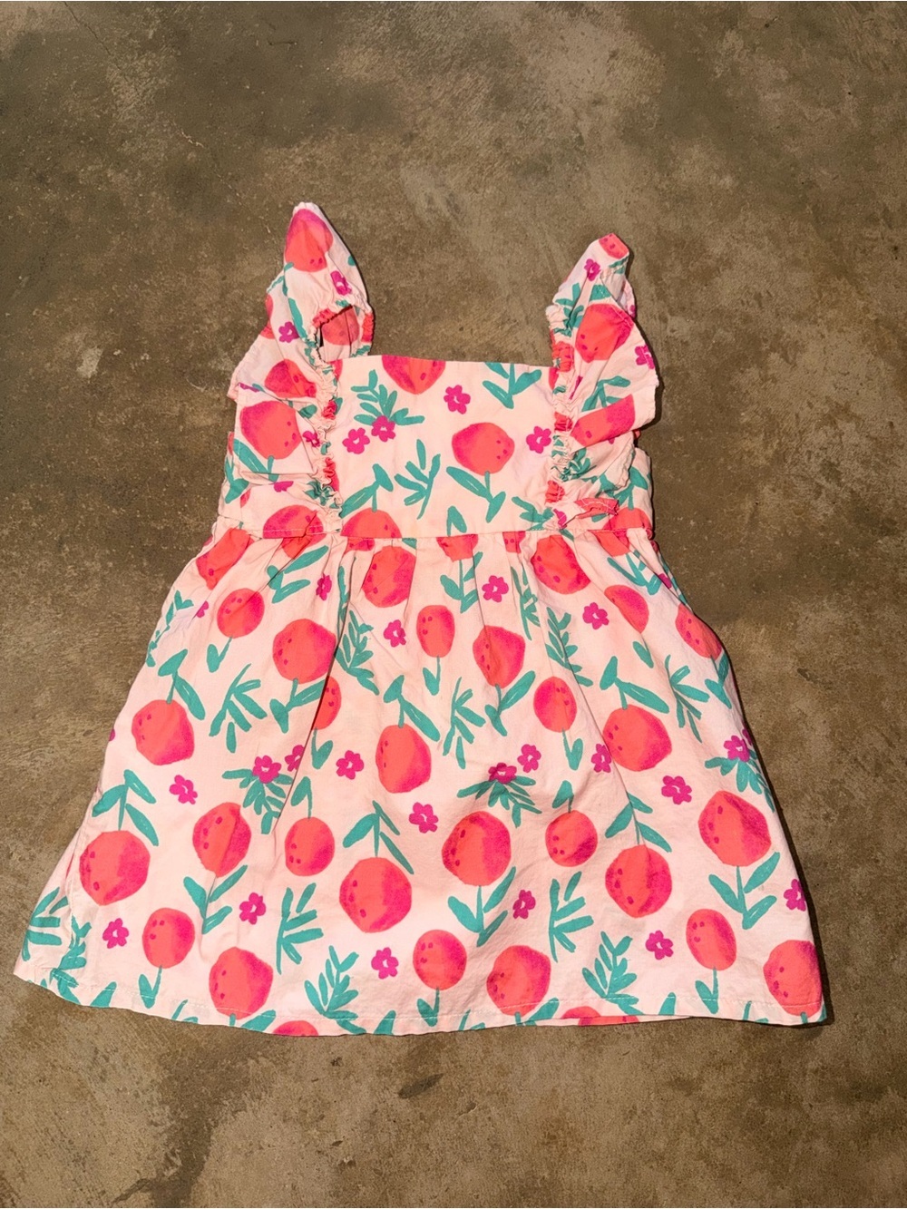 Carter’s Peach Floral Sundress 3T (2T Fit) Pink Ruffle